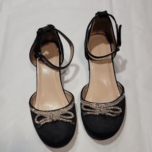 Chic Black Kids Dress Shoes with Bow Accent